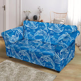 Dolphin Tribal Blue Pattern  Loveseat Couch Slipcover