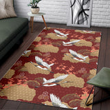 Japanese Crane Theme Pattern Area Rug