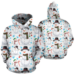 Snowman Pattern Background Men Women Pullover Hoodie