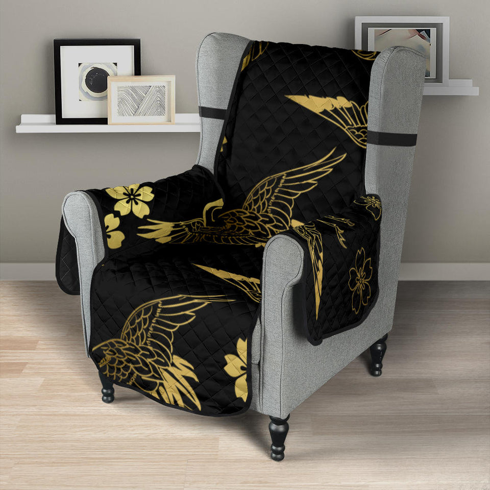 Gold Japanese Theme Pattern Chair Cover Protector