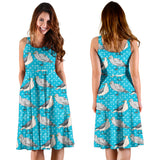 Seagull Pattern Print Design 02 Sleeveless Midi Dress