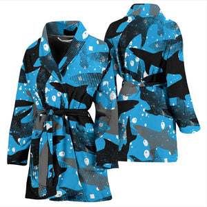 Shark Pattern Background Women Bathrobe