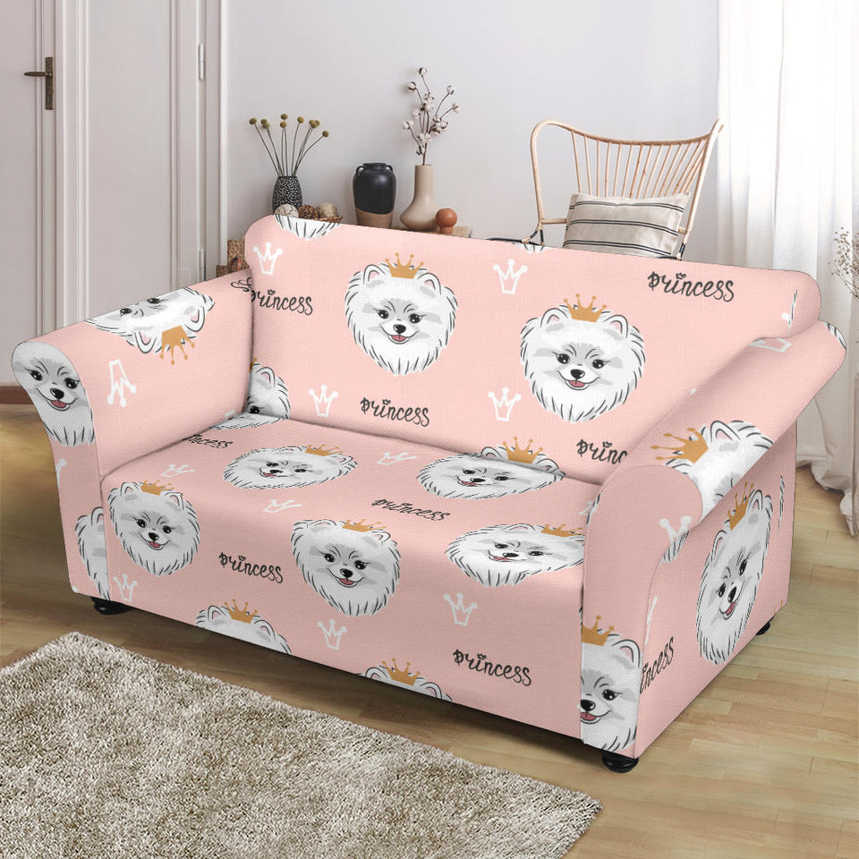 Pomeranian Pattern Loveseat Couch Slipcover