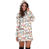 Shiba Inu Pattern Women Hoodie Dress