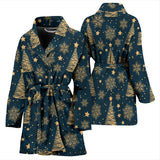 Gold Snowflake Chirstmas Pattern Women Bathrobe