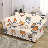 Shiba Inu Head Pattern Loveseat Couch Slipcover