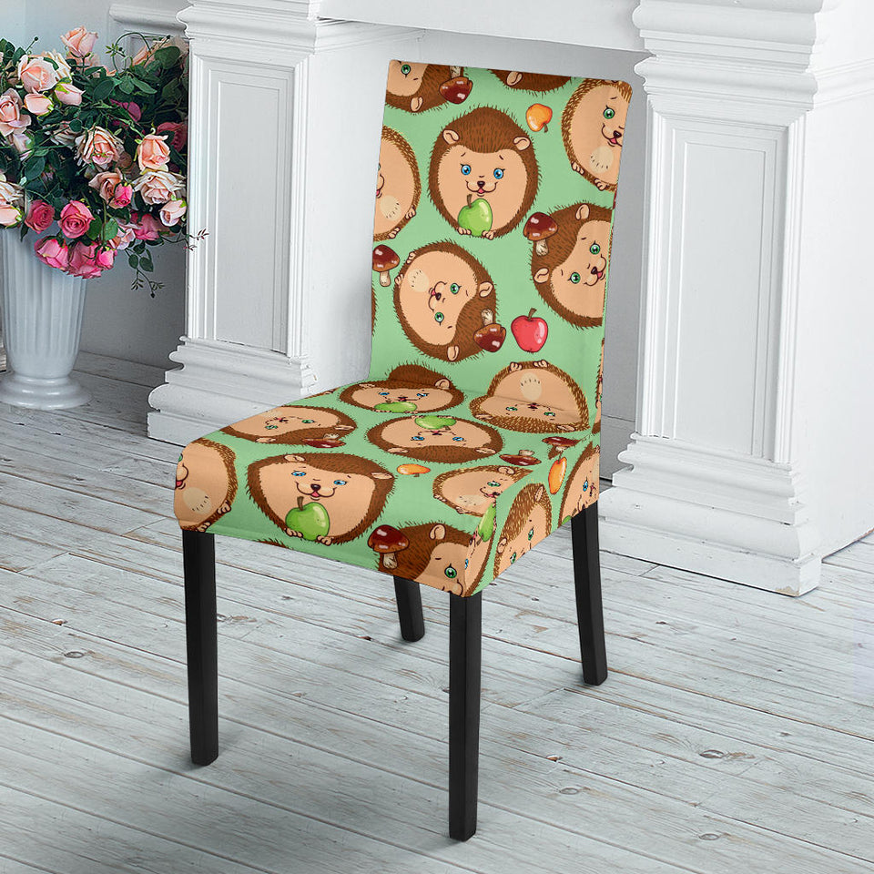 Hedgehog Pattern Print Design 01 Dining Chair Slipcover