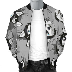 Siberian Husky Pattern Theme Men Bomber Jacket