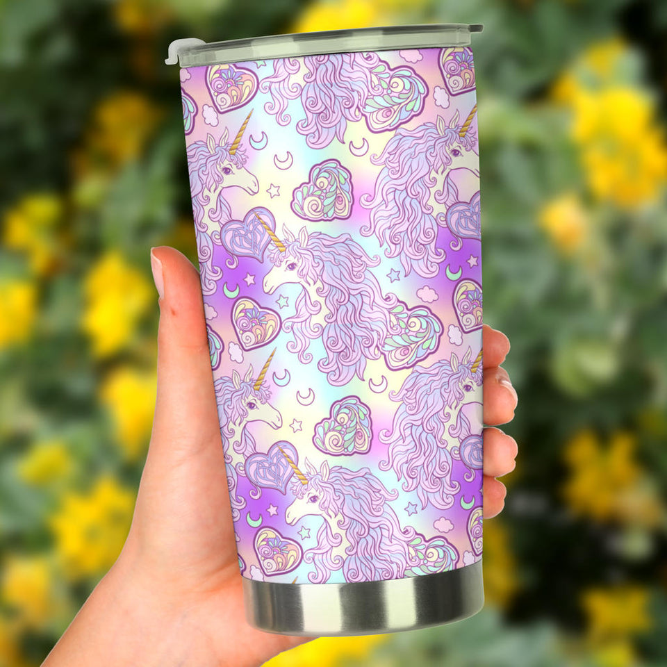 Unicorn Heart Pattern Tumbler