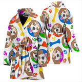 Colorful Beagle Bone Pattern Women Bathrobe