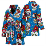 Suger Skull Rose Pattern Women Bathrobe