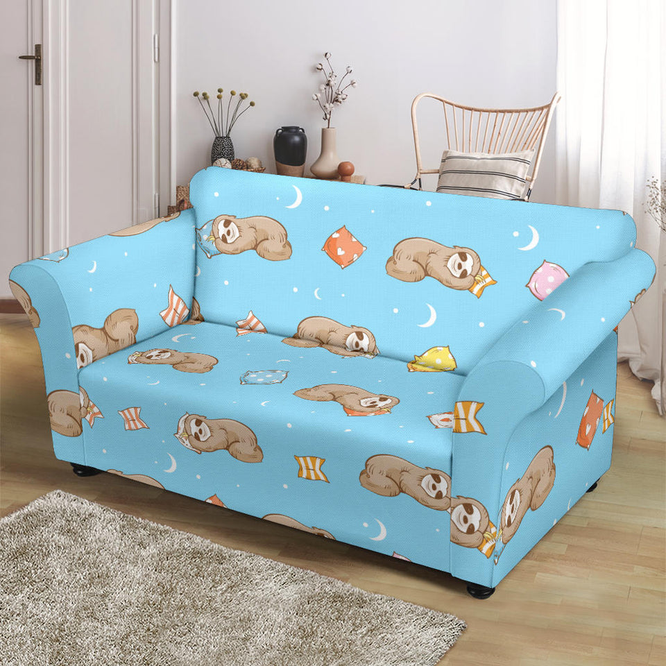 Sleep Sloth Pattern Loveseat Couch Slipcover