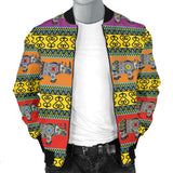 Rhino African Afro Dashiki Adinkra Kente Pattern Ethnic Motifs Men Bomber Jacket