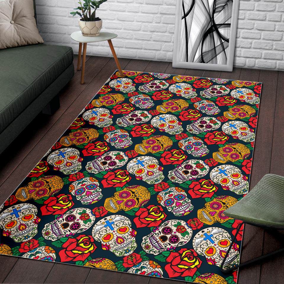 Suger Skull Pattern Background Area Rug