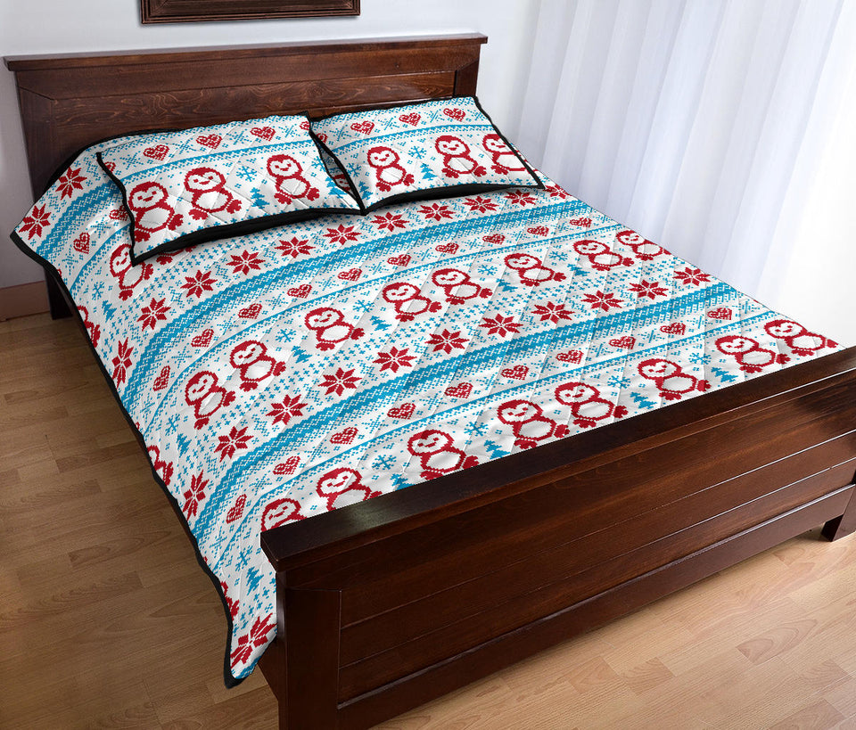 Penguin Sweater Printed Pattern Quilt Bed Set