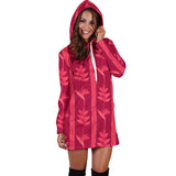 Heliconia Pink Pattern Women Hoodie Dress