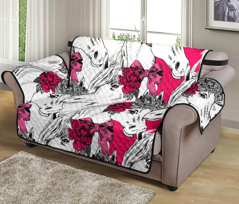 Horse Head Rose Pattern Loveseat Couch Cover Protector