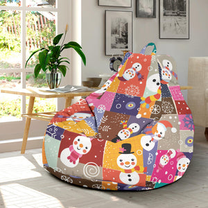 Snowman Colorful Theme Pattern Bean Bag Cover