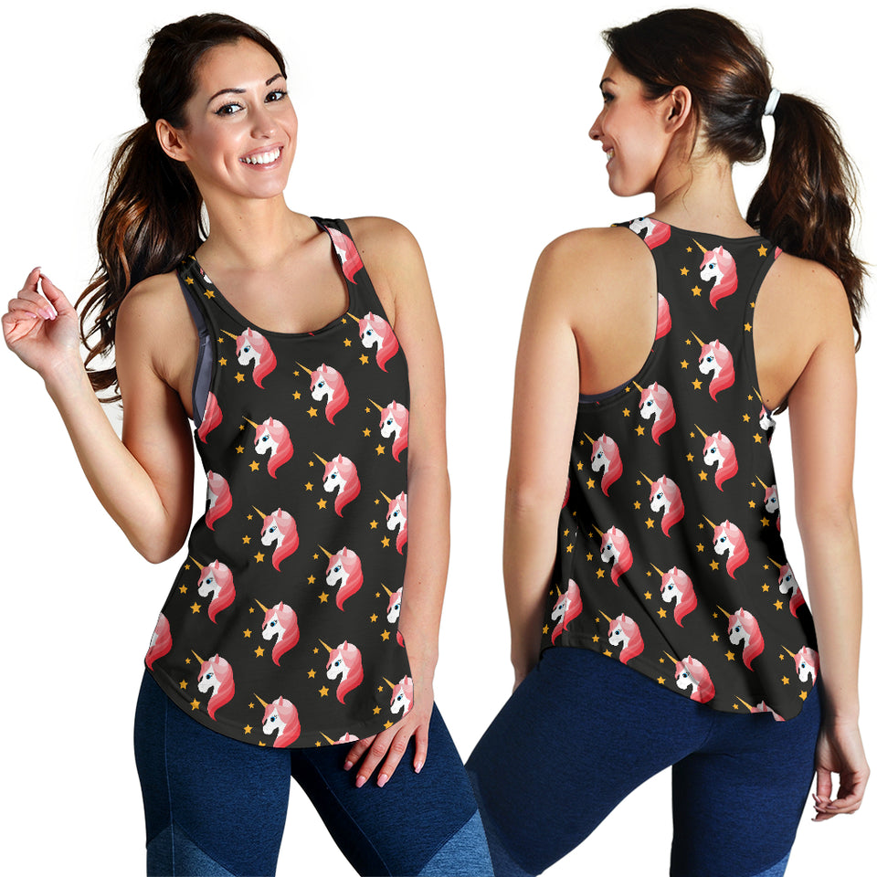 Unicorn Star Pattern Women Racerback Tank Top