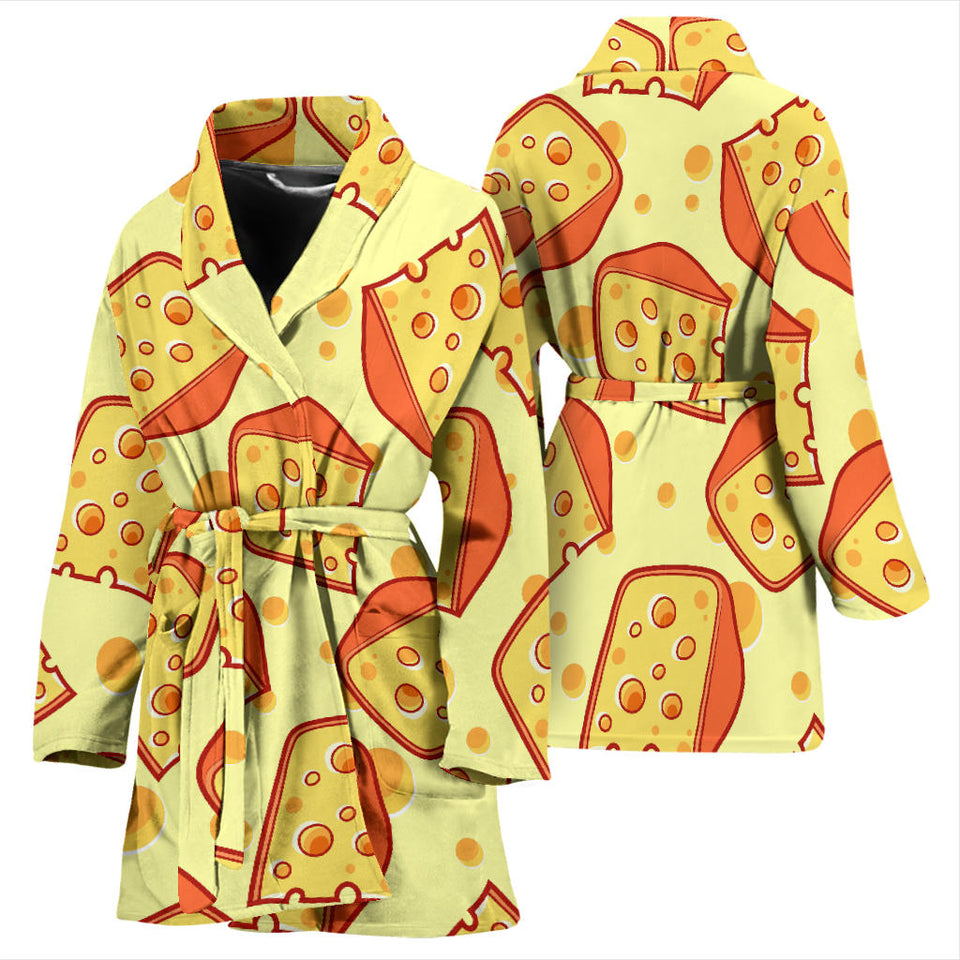 Cheese Pattern Women Bathrobe
