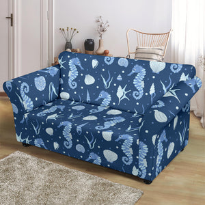 Seahorse Shell Pattern Loveseat Couch Slipcover