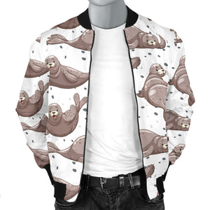 Sea Lion Pattern Background Men Bomber Jacket