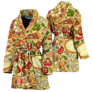 Pizza Pattern Background Women Bathrobe