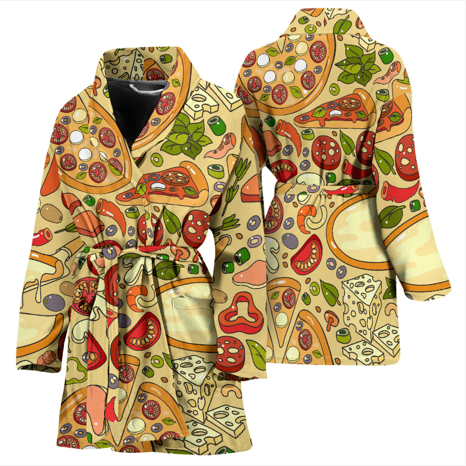 Pizza Pattern Background Women Bathrobe