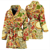 Pizza Pattern Background Women Bathrobe