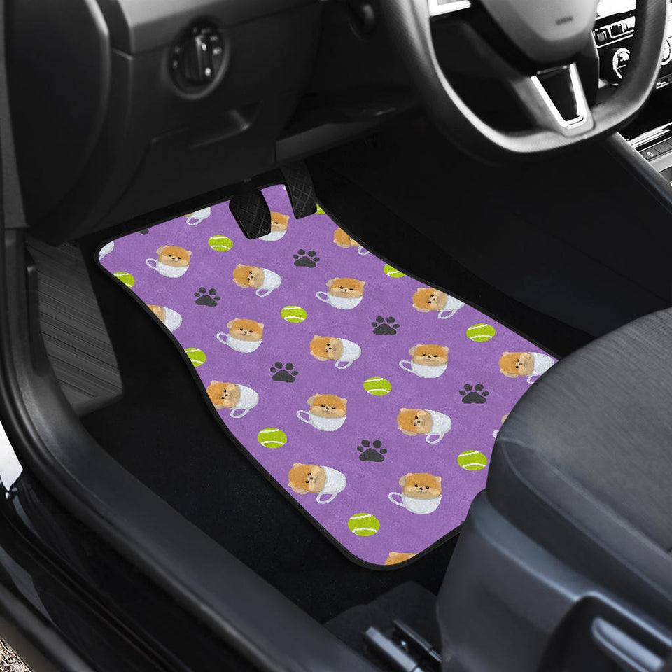 Pomeranian in Cup Pattern Front Car Mats