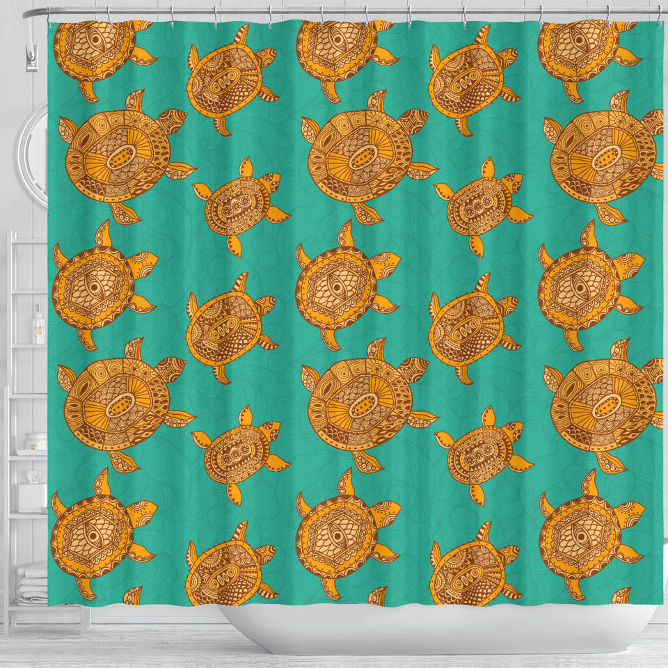 Sea Turtle Tribal Aboriginal Pattern Shower Curtain Fulfilled In US