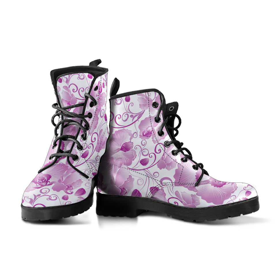 Orchid Pattern Leather Boots