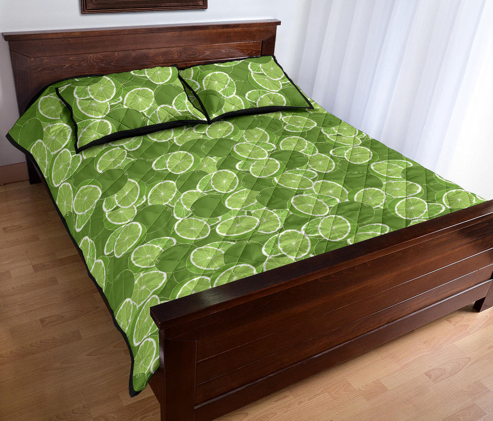 Lime Pattern Background Quilt Bed Set