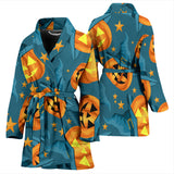 Halloween Pumpkin Witch Hat Pattern Women Bathrobe