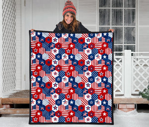 USA Star Hexagon Pattern Premium Quilt