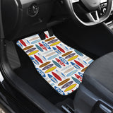 Surfboard Pattern Print Design 02 Front and Back Car Mats