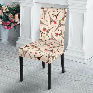 Eiffel Tower Pattern Print Design 03 Dining Chair Slipcover