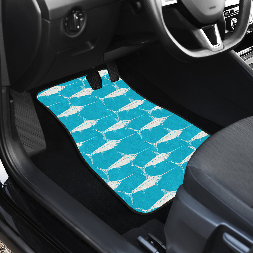 Swordfish Pattern Print Design 02 Front and Back Car Mats