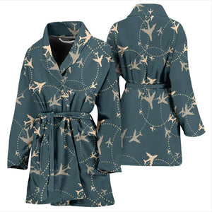Airplane Circle Pattern Women Bathrobe