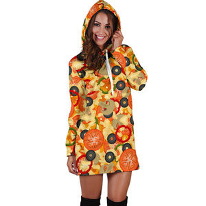 Pizza Texture Pattern Women Hoodie Dress