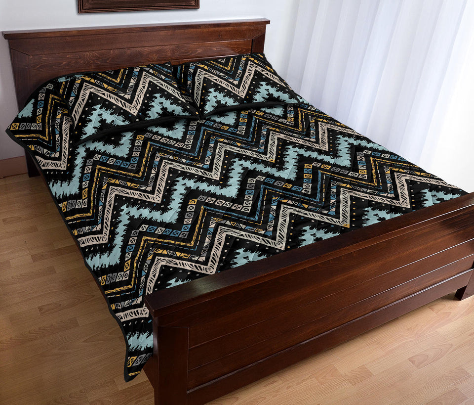 Zigzag Chevron African Afro Dashiki Adinkra Kente Quilt Bed Set