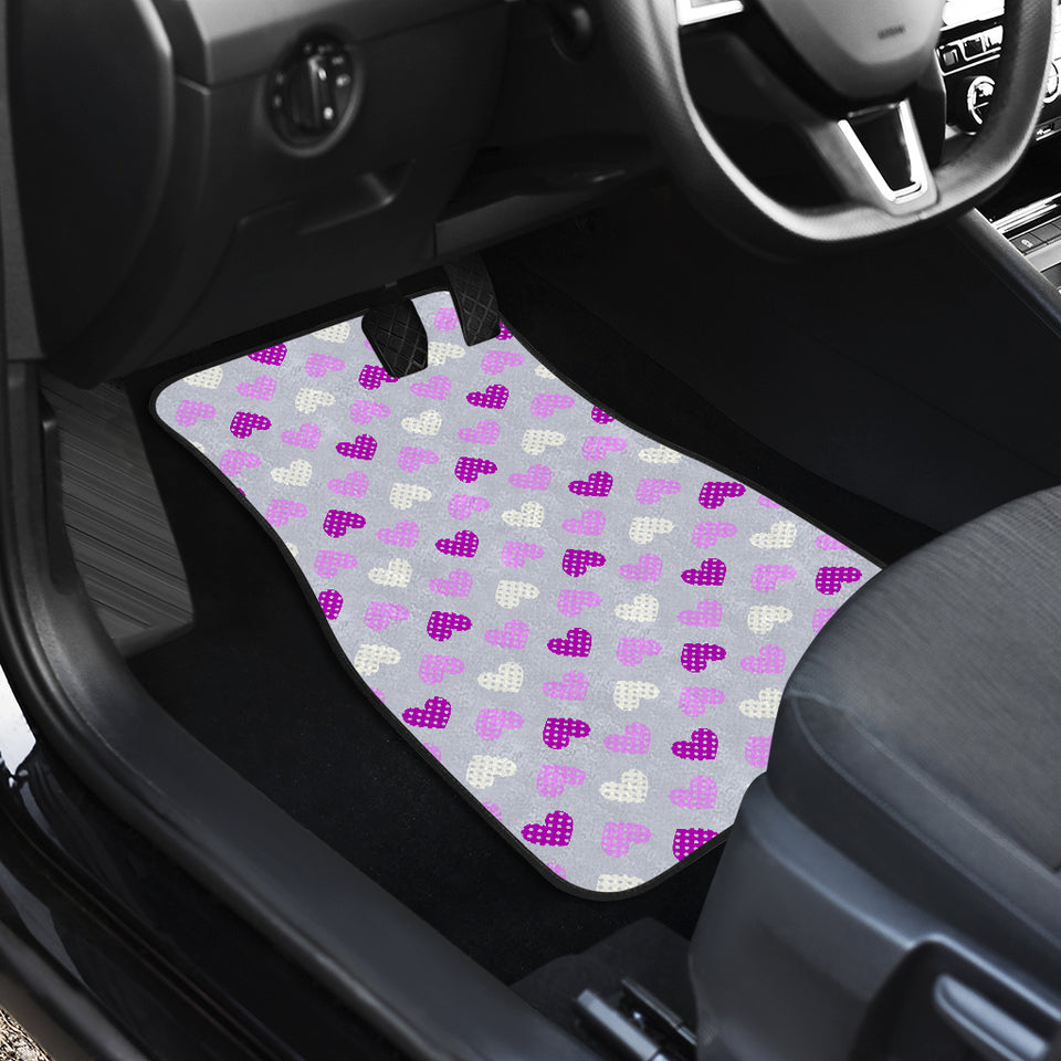 Heart Purple Pokka Dot Pattern Front Car Mats
