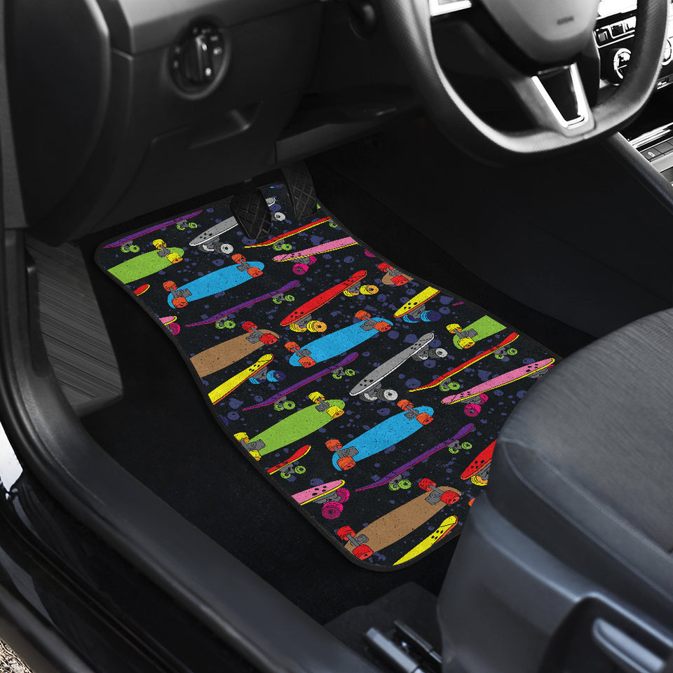 Skate Board Pattern Print Design 03 Front and Back Car Mats