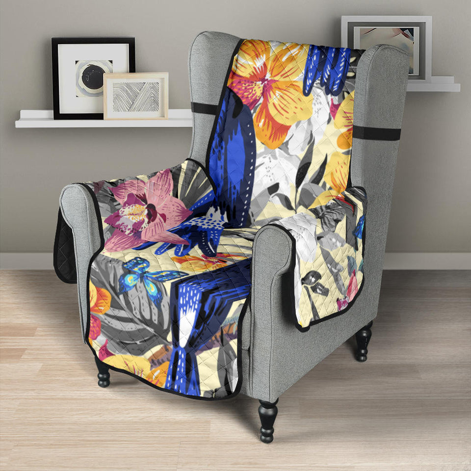 Toucan Leaves Flower Pattern Chair Cover Protector