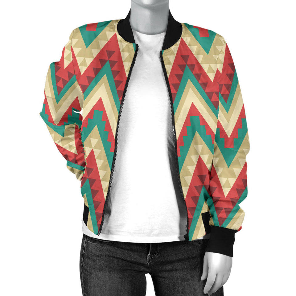 Zigzag Chevron Pattern Women Bomber Jacket