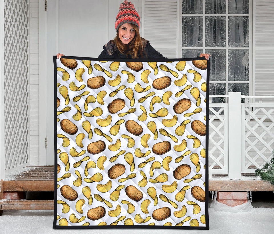 Potato Chips Pattern Print Design 01 Premium Quilt