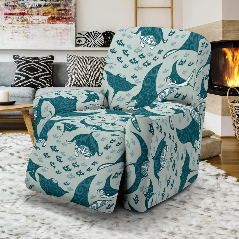 Stingray Pattern Print Design 01 Recliner Chair Slipcover