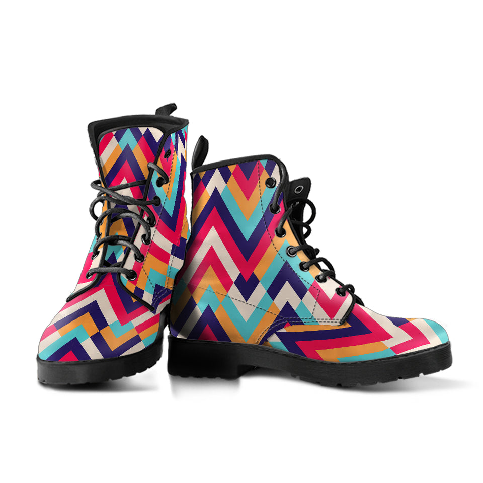 Zigzag Chevron Pattern Background Leather Boots