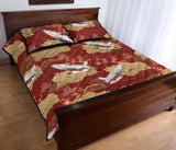 Japanese Crane Theme Pattern Quilt Bed Set