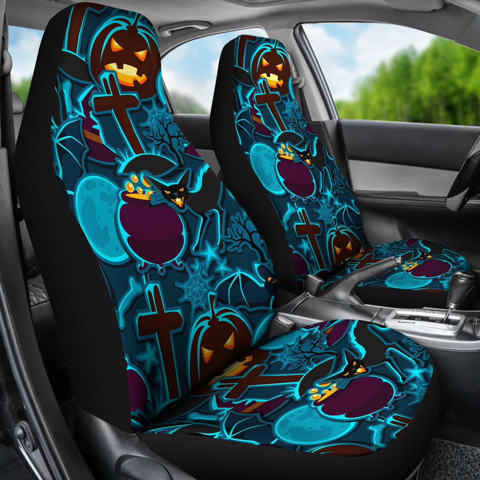 Halloween Pumpkin Cat Pattern Universal Fit Car Seat Covers